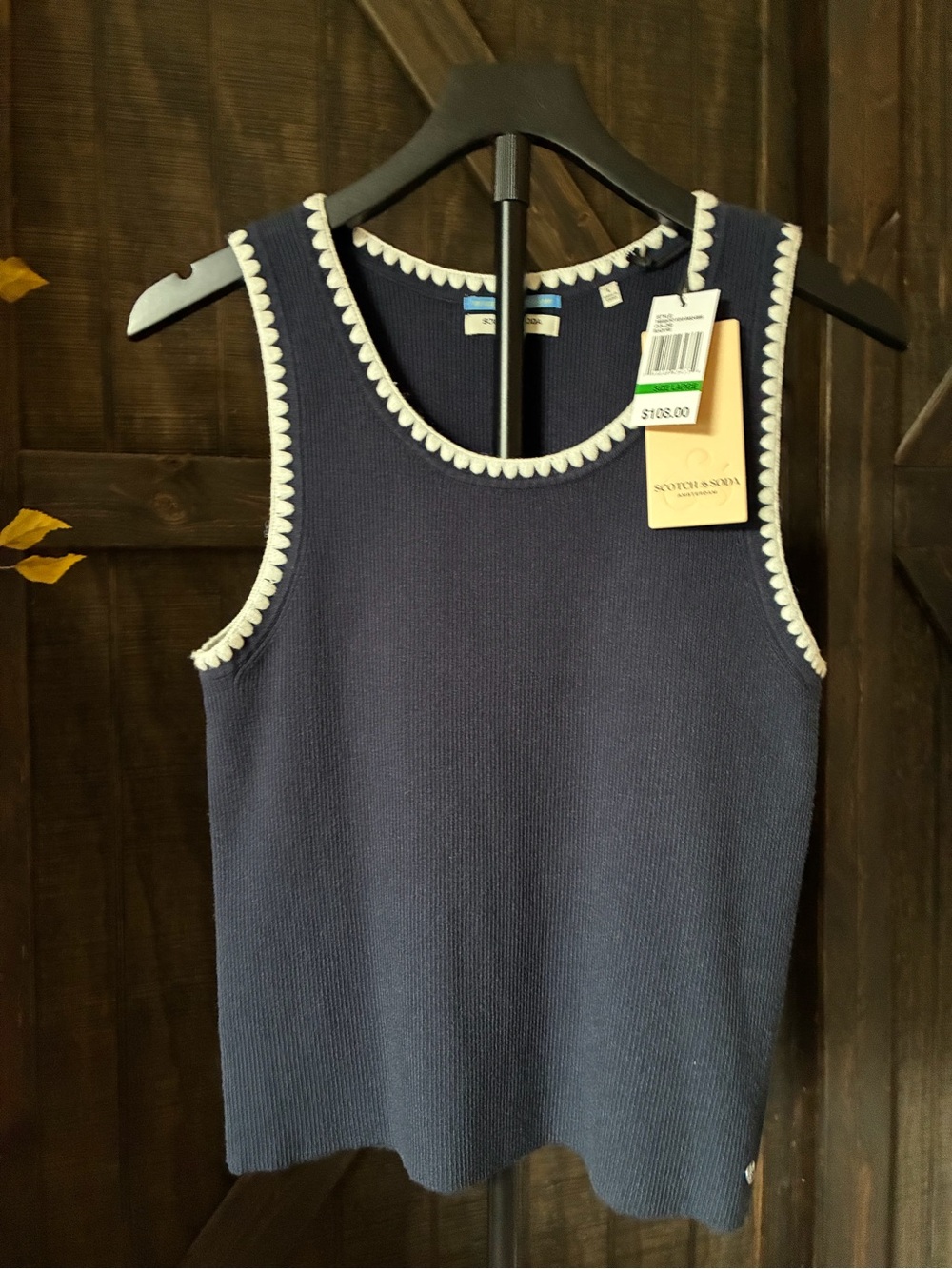 Scotch & Soda Navy Tank with White Scallop Trim. Pit 2 pit 17 L 21